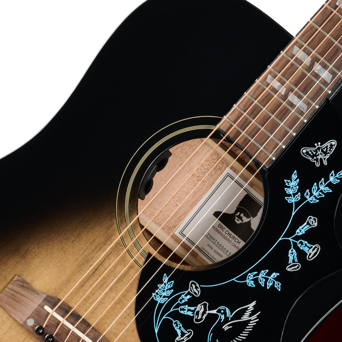 Epiphone Eric Church Hummingbird Dark Acoustic/Electric Guitar w/Hardshell Case, Cobra Burst