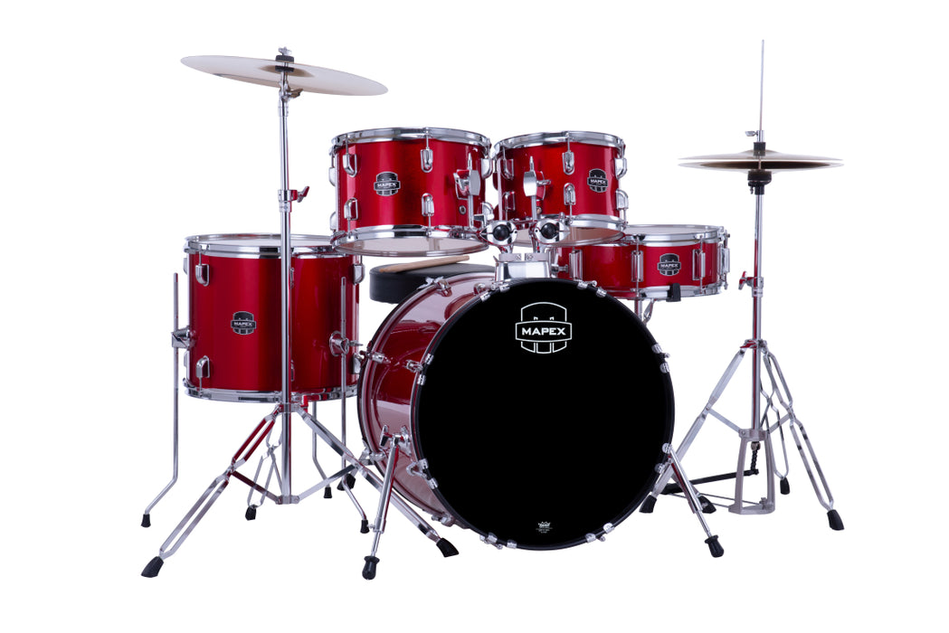 Mapex Comet 5-Piece Drum Kit (20,10,12,14,SD) w/Cymbals and Hardware, Infra Red
