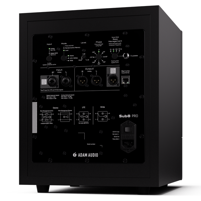 Adam Audio AD-SUB8PRO Sub8 PRO Subwoofer, Black