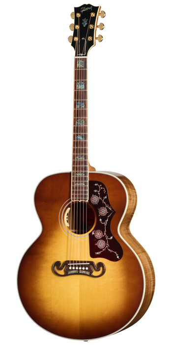 Gibson Custom Shop SJ-200 Elegant Koa Acoustic/Electric Guitar w/Hardshell Case, Honey Burst