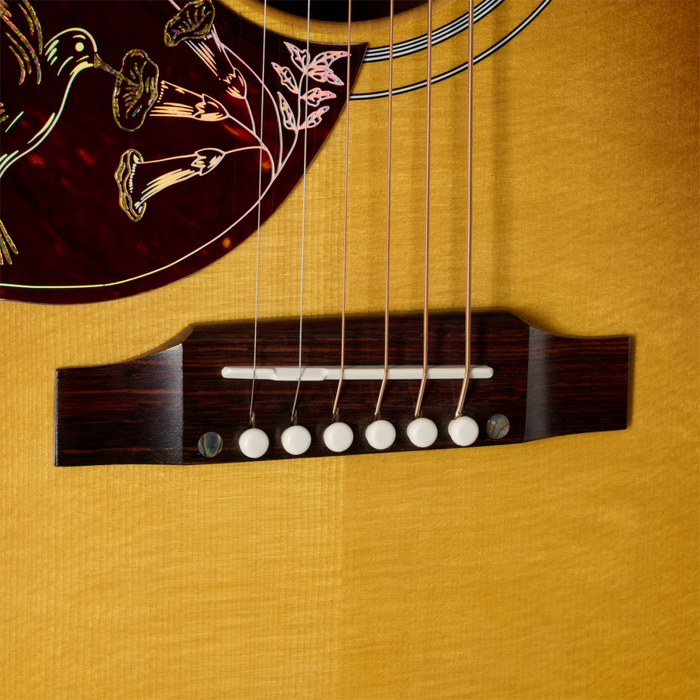 Gibson Custom Shop Hummingbird Elegant Koa Left-Handed Acoustic/Electric Guitar w/Hardshell Case, Honey Burst