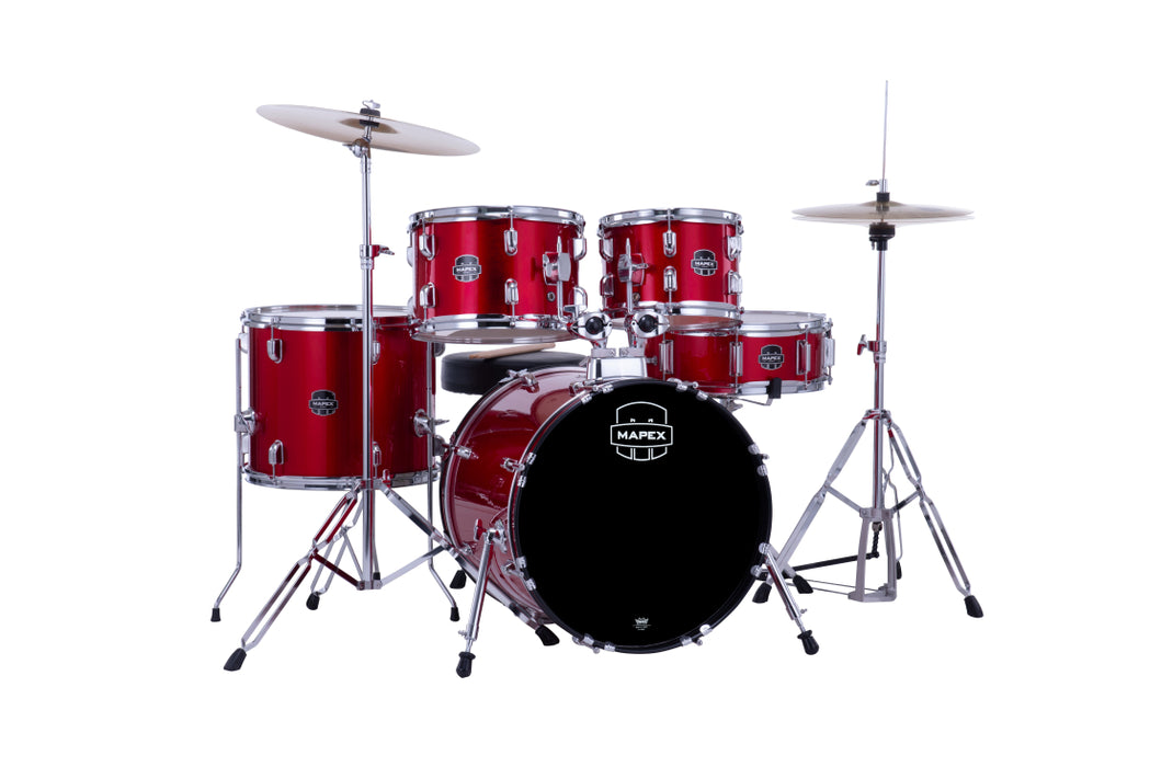 Mapex Comet 5-Piece Drum Kit (18,10,12,14,SD) w/Cymbals and Hardware, Infra Red