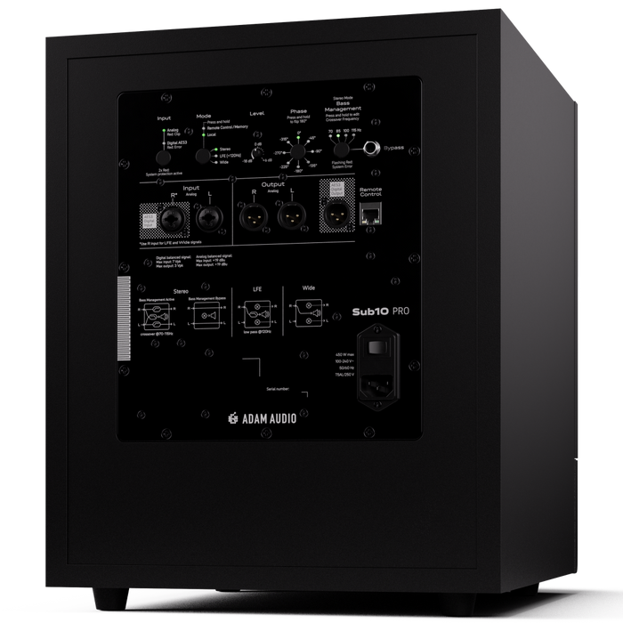 Adam Audio AD-SUB10PRO Sub10 PRO Subwoofer, Black