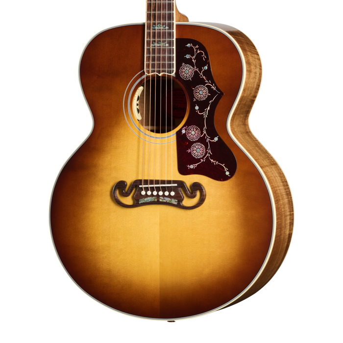 Gibson Custom Shop SJ-200 Elegant Koa Acoustic/Electric Guitar w/Hardshell Case, Honey Burst