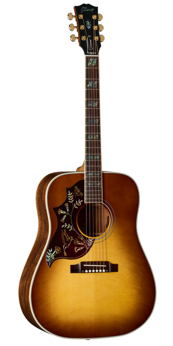 Gibson Custom Shop Hummingbird Elegant Koa Left-Handed Acoustic/Electric Guitar w/Hardshell Case, Honey Burst
