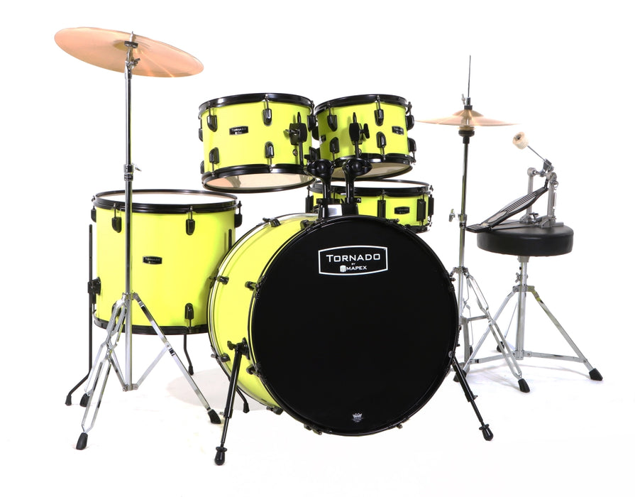 Mapex Tornado Ltd Complete Drum Kit with cymbals, hardware & Throne  - 20/10/12/14/14 - Yellow