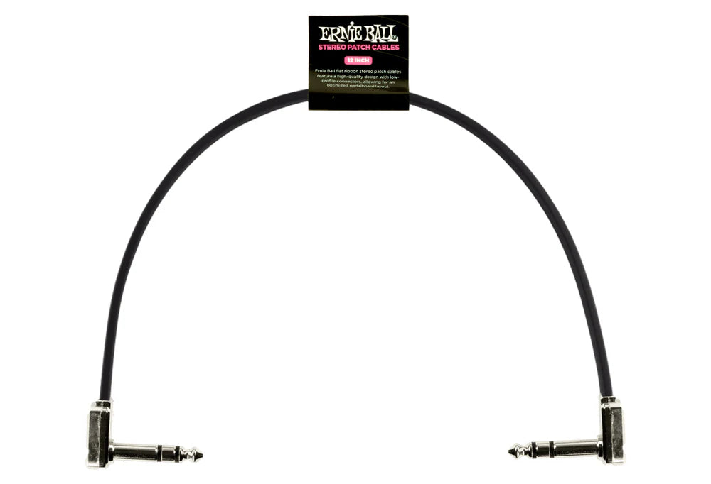 Ernie Ball 12'' TRS Flat Ribbon Patch Cable Single - Black