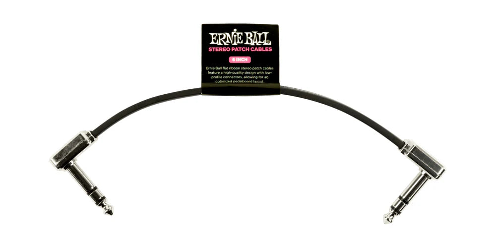 Ernie Ball 6'' TRS Flat Ribbon Patch Cable Single - Black