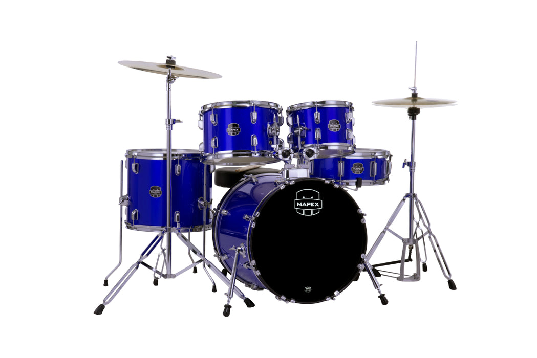 Mapex Comet 5-Piece Drum Kit (18,10,12,14,SD) w/Cymbals and Hardware, Indigo Blue