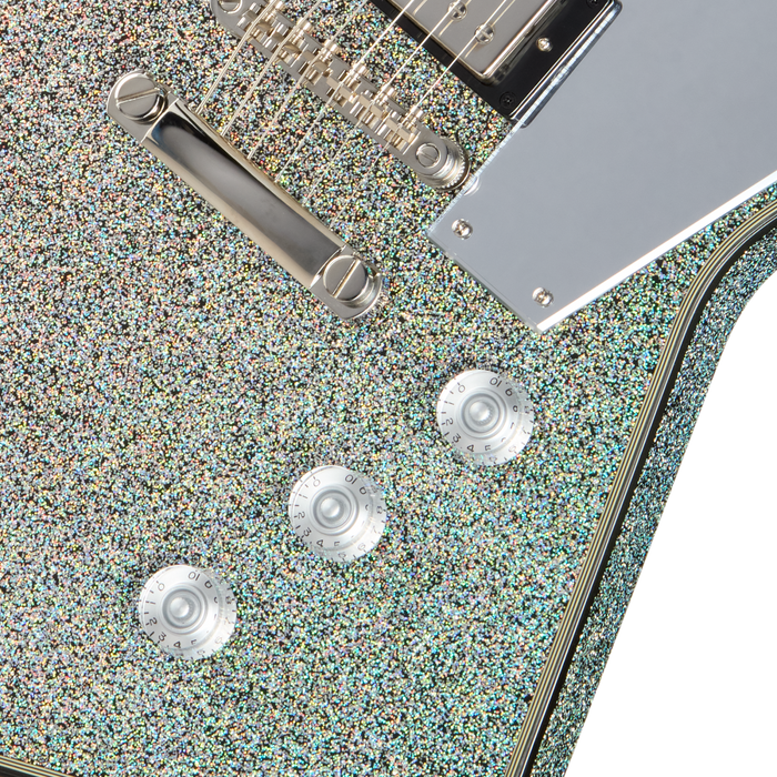 Epiphone Lzzy Hale Explorer Custom Electric Guitar w/Hardshell Case, Black Diamond Holographic Sparkle