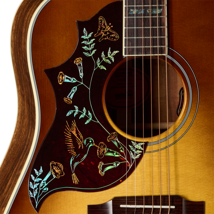 Gibson Custom Shop Hummingbird Elegant Koa Left-Handed Acoustic/Electric Guitar w/Hardshell Case, Honey Burst