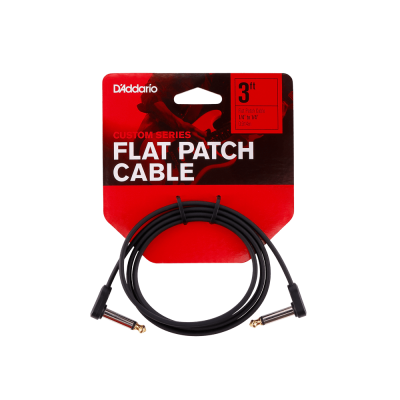 D'Addario 3' Flat Patch Cable, Right-Angle to Right-Angle
