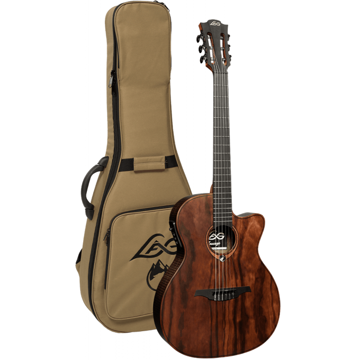 Lag SAUVAGE-N-ASCE Nylon Auditorium Slim Cutaway Acoustic-Electric Guitar w/Padded Cover, Satin Open Pore