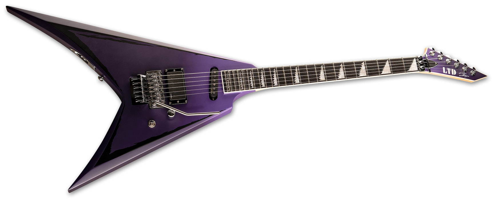 ESP LTD Alexi Ripped Sawtooth Alexi Laiho, Purple Fade Satin with Ripped Pinstripes