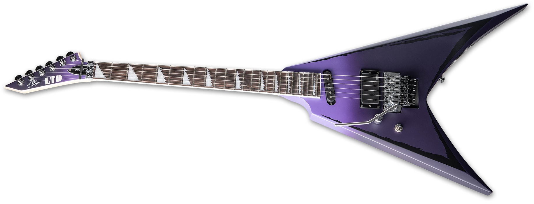 ESP LTD Alexi Ripped Sawtooth Alexi Laiho Left-handed, Purple Fade Satin with Pinstripes