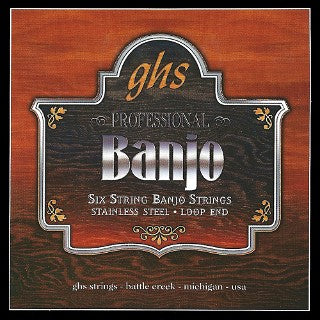 GHS Light Stainless Steel Banjo Strings (6-String Set, Loop End, 11 - 42)