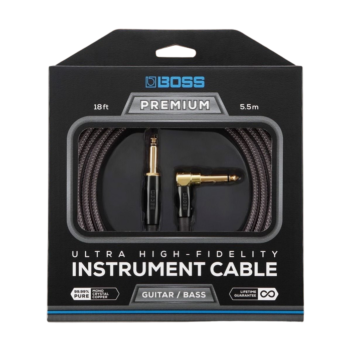 Boss BIC-P18A Premium 18ft / 5.5m Instrument Cable, Straight/Angled 1/4