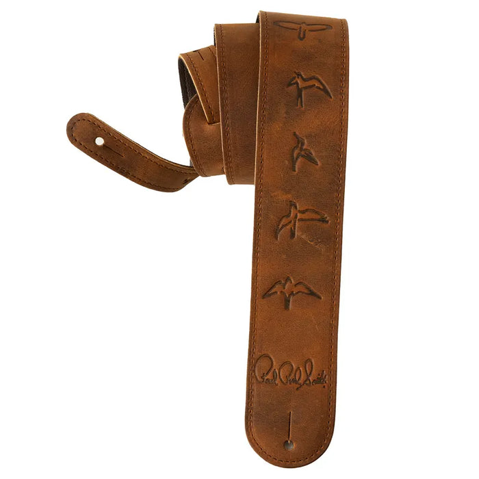 PRS Embossed Leather Birds Strap, Distressed Brown