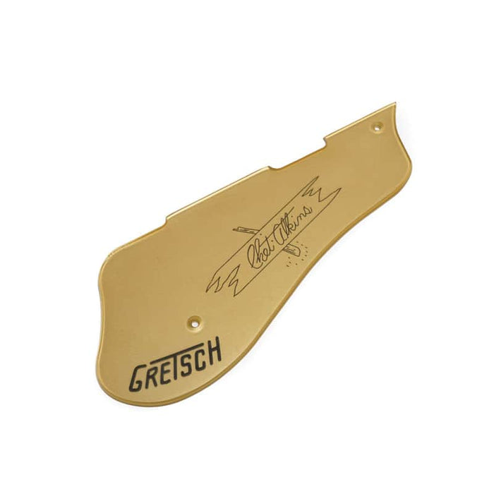 Gretsch Pickguard, G6120, Cut For DynaSonic Pickups, Vintage Thickness, Gold w/ Gold Logo