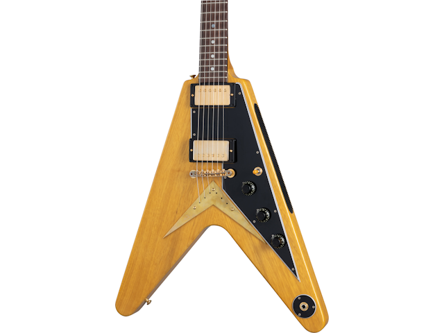 Gibson 1958 Korina Flying V Black Pickguard, Natural