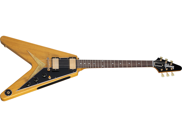 Gibson 1958 Korina Flying V Black Pickguard, Natural