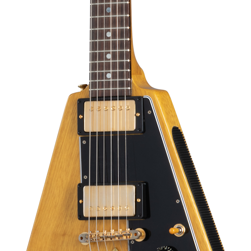 Gibson 1958 Korina Flying V Black Pickguard, Natural