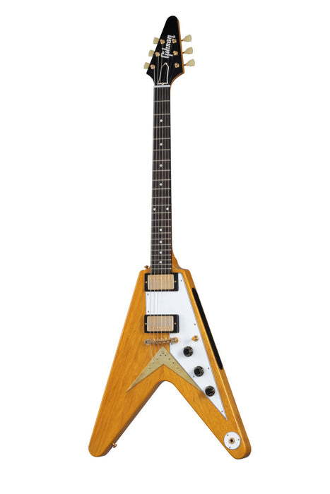 Gibson 1958 Korina Flying V White Pickguard, Natural
