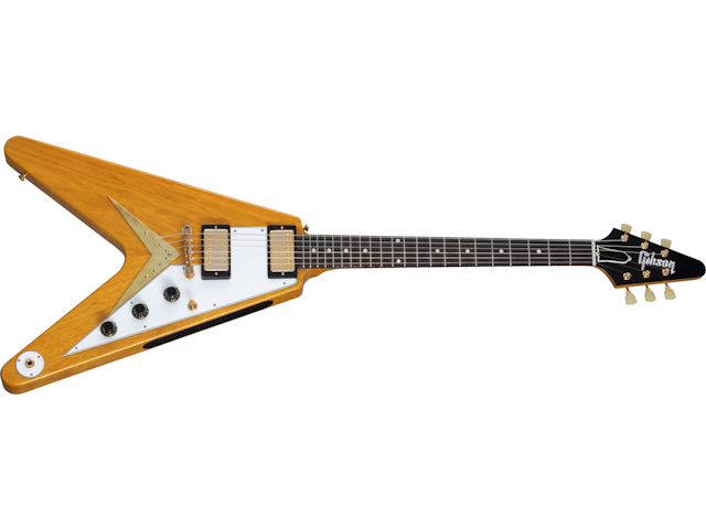 Gibson 1958 Korina Flying V White Pickguard, Natural