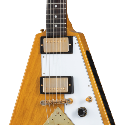 Gibson 1958 Korina Flying V White Pickguard, Natural