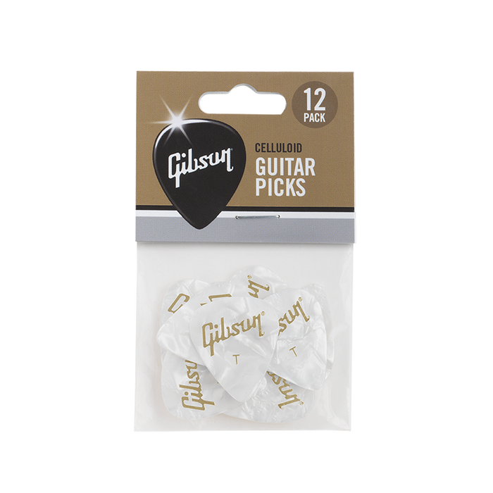 Gibson White Pearloid Pick Thin Standard, 12 Pack