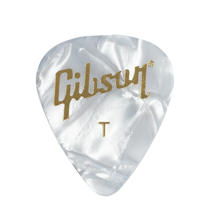 Gibson White Pearloid Pick Thin Standard, 12 Pack
