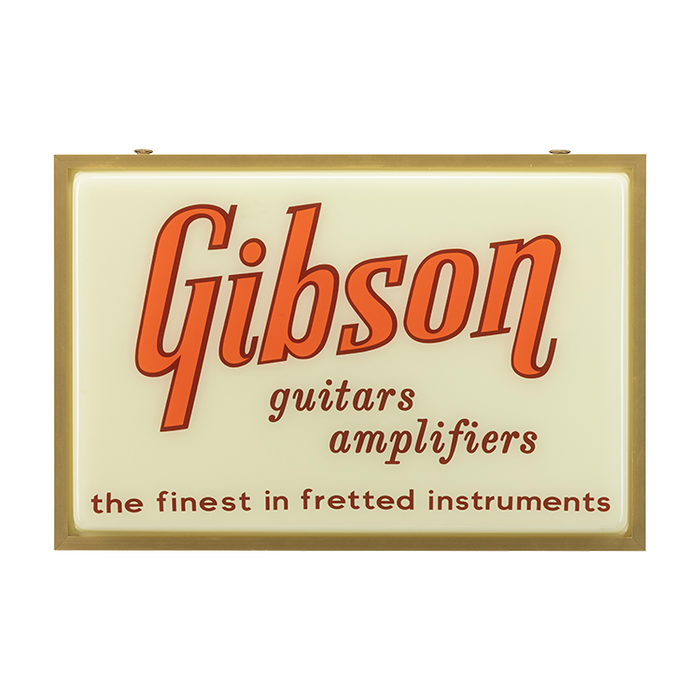 Gibson Vintage Lighted Sign, Guitars and Amps