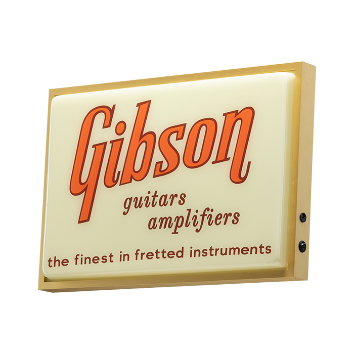 Gibson Vintage Lighted Sign, Guitars and Amps