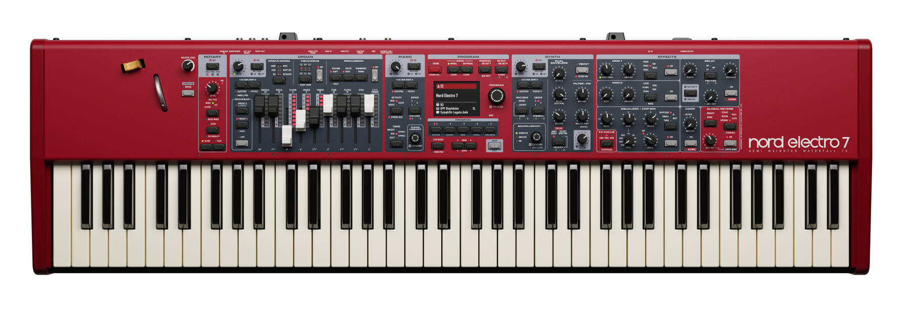 Nord Electro 7 73 avec touches cascade semi-lestées, piano de scène