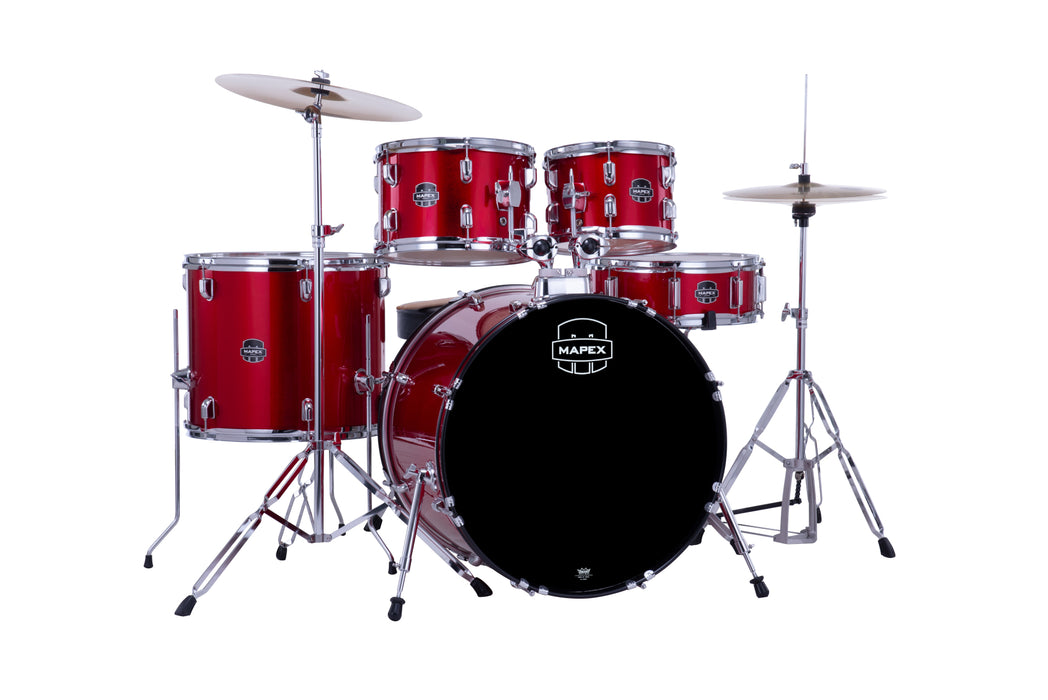 Mapex Comet 5-Piece Drum Kit (22,10,12,14,SD) w/Cymbals and Hardware,  Infra Red