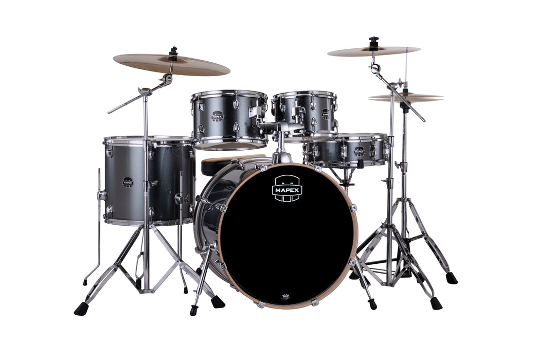 Mapex Venus 5-Piece Drum Kit (22,10,12,16,SD) with Hardware and Cymbals - Steel Blue Metallic