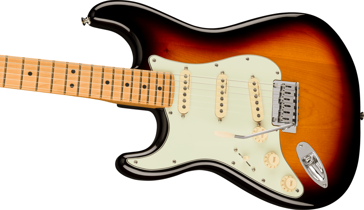 Fender Player Plus Stratocaster, Left-Hand, Maple Fingerboard - 3-Color Sunburst