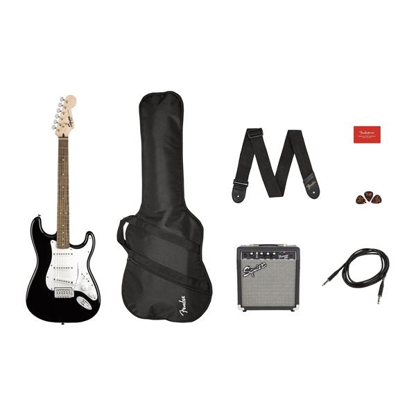 Squier Stratocaster Pack, Laurel Fingerboard w/Gig Bag, 10G - Black