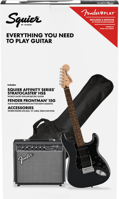Squier Affinity Series Stratocaster HSS Pack, Laurel Fingerboard - Charcoal Frost Metallic