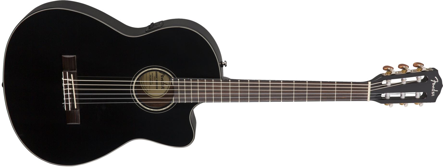 Fender CN-140SCE Nylon Thinline, Walnut Fingerboard - Black
