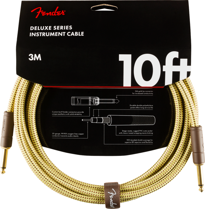 Fender Deluxe Series Instrument Cable, Straight/Straight, 10' - Tweed