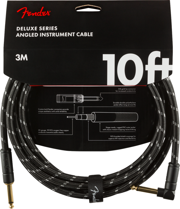 Deluxe Series Cable, Straight/Angle, 10' - Black Tweed