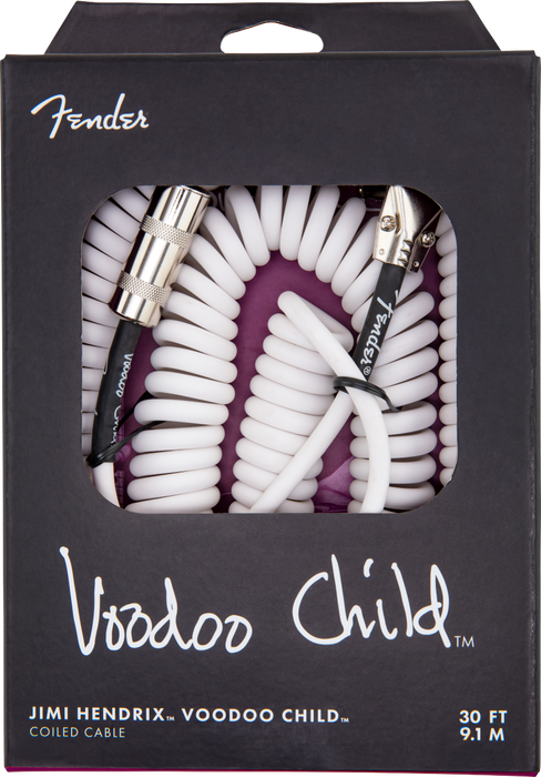 Fender Hendrix Voodoo Child Coil Instrument Cable, Straight/Angle, 30' - White