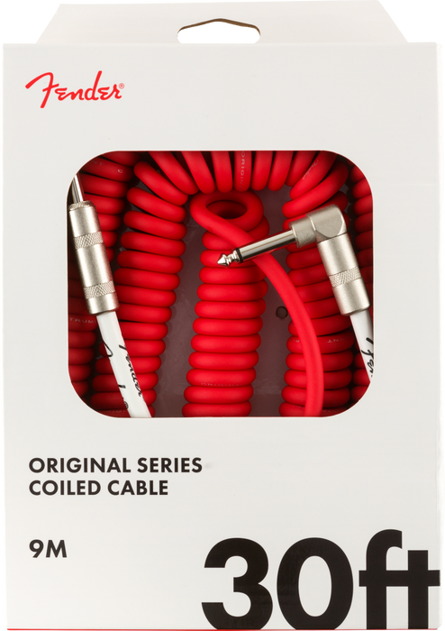 Fender Original Series Coil Cable, Straight-Angle, 30' - Fiesta Red