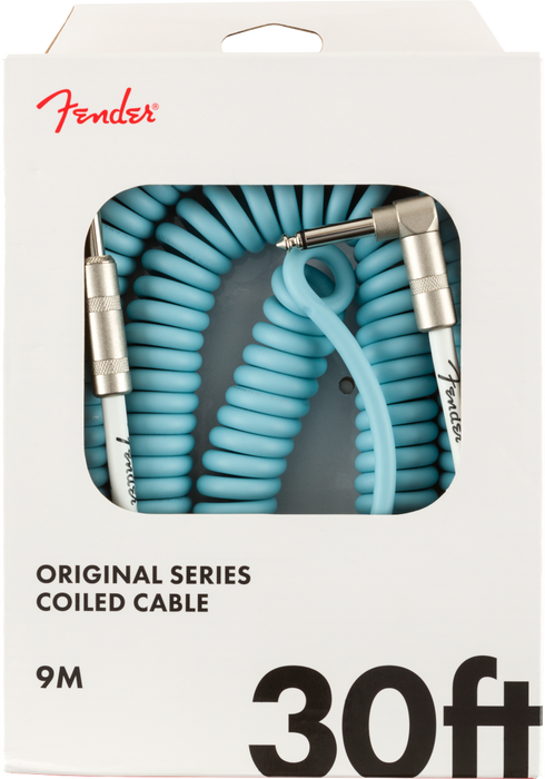Fender Original Series Coil Cable, Straight-Angle, 30' - Daphne Blue