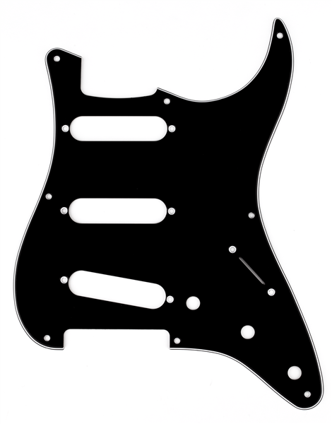 Fender Pickguard, Stratocaster S/S/S, 8-Hole Mount, Black, 3-Ply