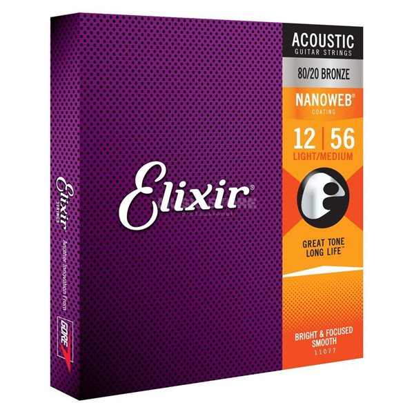 Elixir Acoustic Nanoweb 80/20 Med-Light 12-56