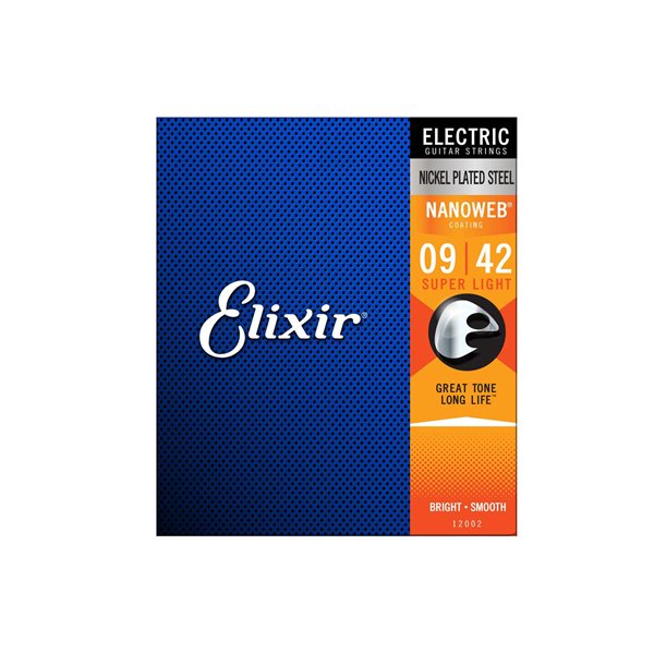 Elixir Electric Guitar Strings Nanoweb Super Light 9-42