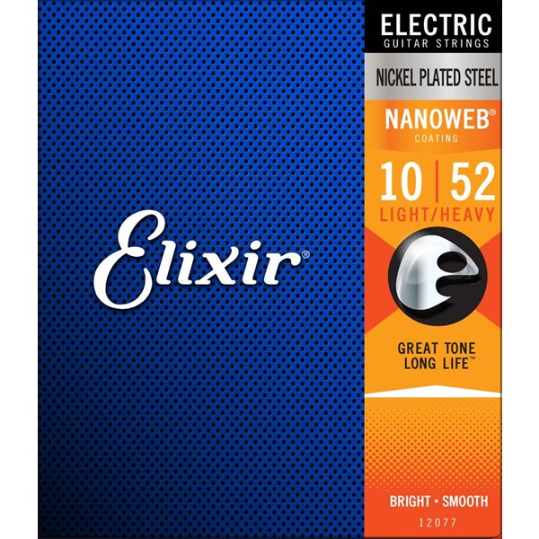 Elixir Electric Guitar Strings Nanoweb Light top Heavy Bottom 10-52