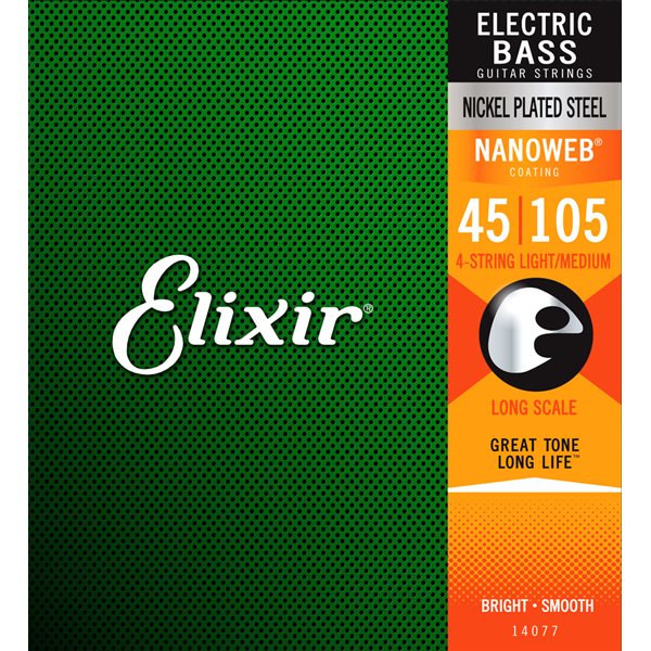 Elixir Bass Nanoweb Nickel Plated Steel 4 Str Light-Med 45-105